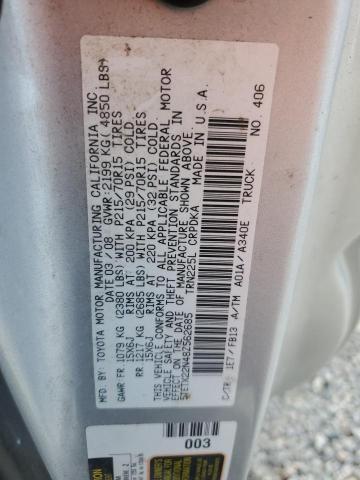 5TETX22N48Z562685 - 2008 TOYOTA TACOMA ACCESS CAB فضي صورة 13