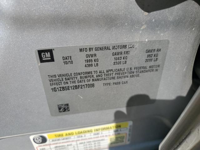 1G1ZB5E12BF217008 - 2011 CHEVROLET MALIBU LS Серебристый фото 12