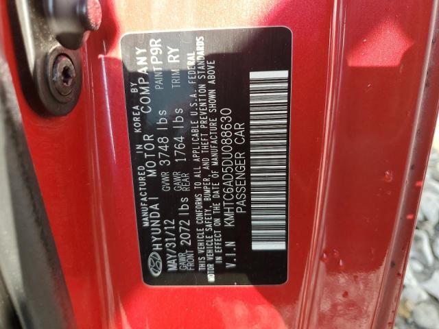 KMHTC6AD5DU088630 - 2013 HYUNDAI VELOSTER RED photo 12