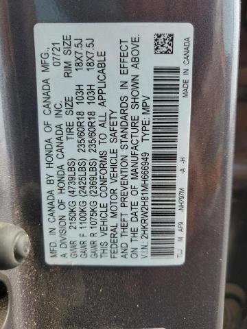 2HKRW2H81MH666949 - 2021 HONDA CR-V EXL GRAY photo 13