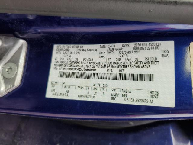 1FMCU0GX4EUD58590 - 2014 FORD ESCAPE SE BLUE photo 13