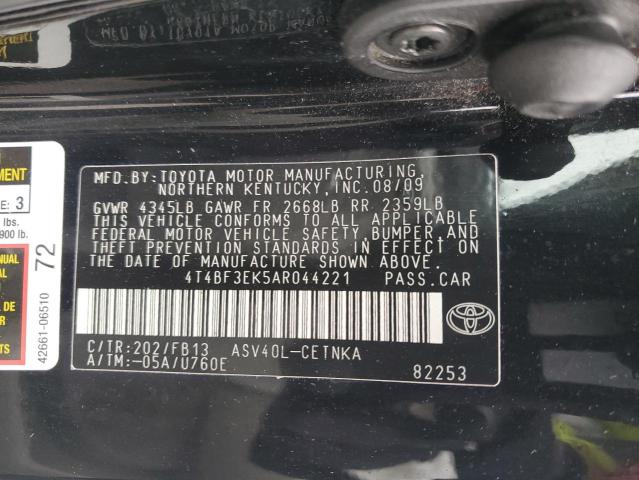 4T4BF3EK5AR044221 - 2010 TOYOTA CAMRY BASE Черный фото 12