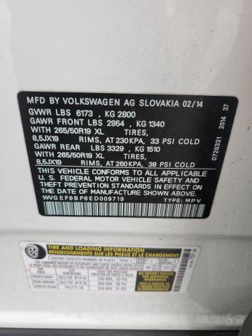WVGEF9BP6ED009719 - 2014 VOLKSWAGEN TOUAREG V6 WHITE photo 13