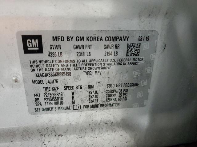 KL4CJASB5KB895498 - 2019 BUICK ENCORE PREFERRED فضي صورة 13