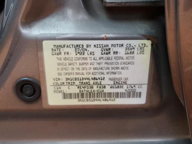 3N1CB51D44L486412 - 2004 NISSAN SENTRA 1.8 GOLD photo 13