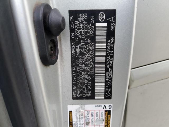 JTDBE32K353027869 - 2005 TOYOTA CAMRY LE SILVER photo 13