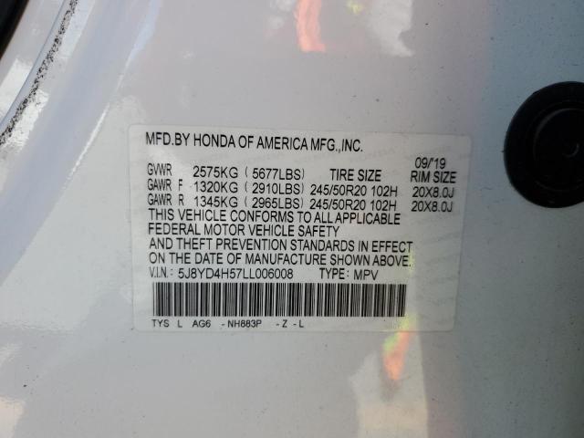 5J8YD4H57LL006008 - 2020 ACURA MDX TECHNOLOGY WHITE photo 13