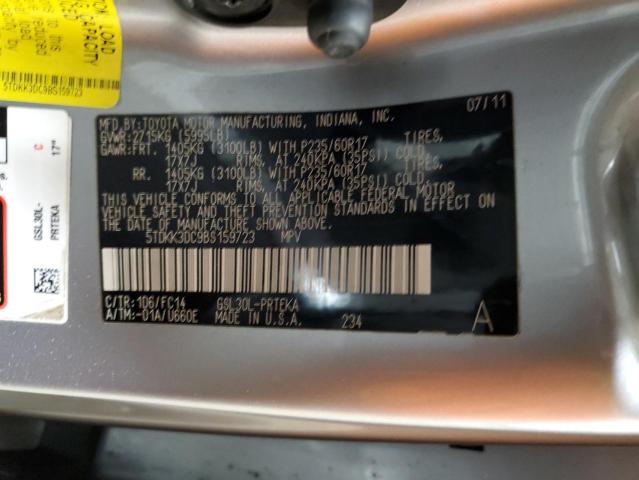 5TDKK3DC9BS159723 - 2011 TOYOTA SIENNA LE SILVER photo 13