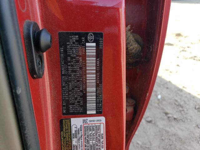 4T1BE46K87U192731 - 2007 TOYOTA CAMRY CE RED photo 12