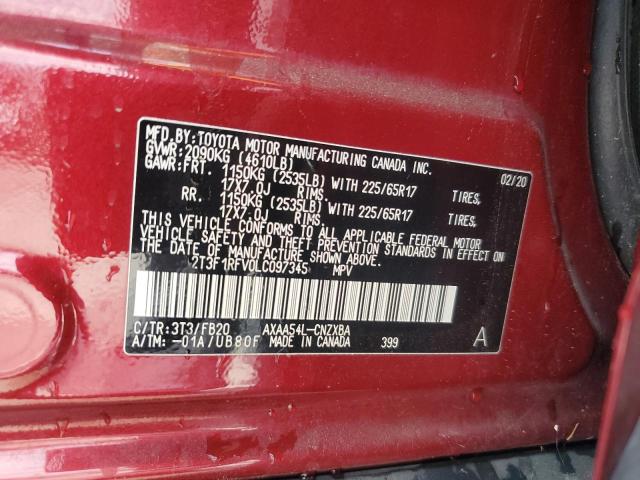 2T3F1RFV0LC097345 - 2020 TOYOTA RAV4 LE RED photo 13