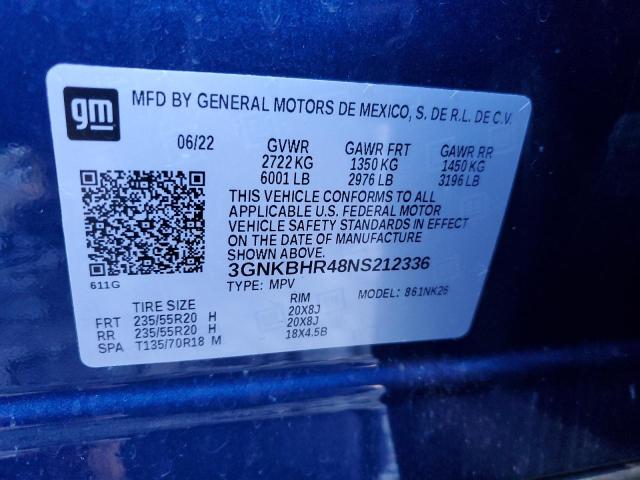 3GNKBHR48NS212336 - 2022 CHEVROLET BLAZER 2LT BLUE photo 13