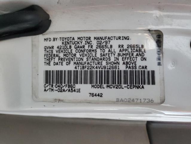 4T1BF22K4VU912661 - 1997 TOYOTA CAMRY CE WHITE photo 12