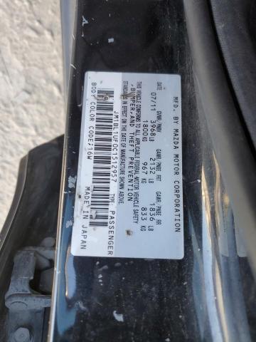 JM1BL1UF0C1512957 - 2012 MAZDA 3 I BLACK photo 12