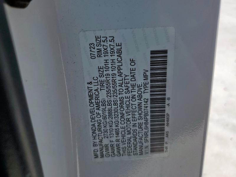 5FNRL6H84PB074142 - 2023 HONDA ODYSSEY TOURING WHITE photo 14