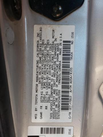 5TETX22NX5Z142599 - 2005 TOYOTA TACOMA ACCESS CAB ვერცხლისფერი ფოტო 12