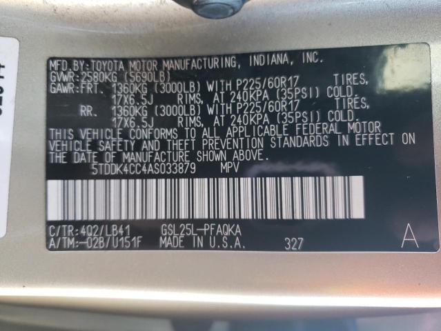 5TDDK4CC4AS033879 - 2010 TOYOTA SIENNA XLE TAN photo 13