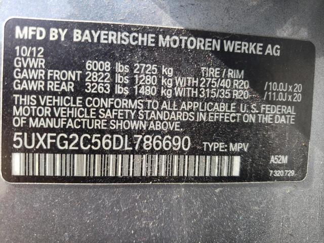 5UXFG2C56DL786690 - 2013 BMW X6 XDRIVE35I GRAY photo 13