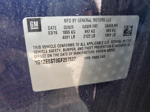 1G1ZE5ST0GF257527 - 2016 CHEVROLET MALIBU LT BLUE photo 12