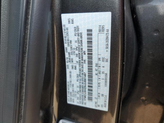 1FMCU9HD9JUB81487 - 2018 FORD ESCAPE SEL GRAY photo 13