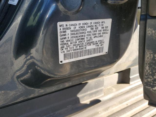 2HKYF18164H548078 - 2004 HONDA PILOT LX GRAY photo 12