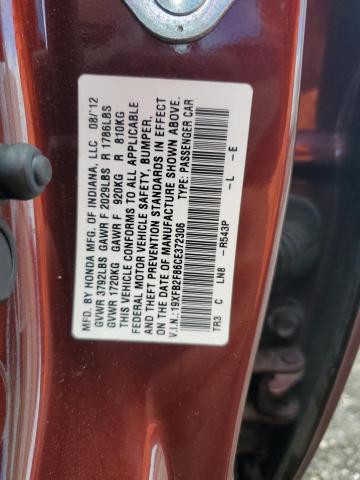 19XFB2F86CE372306 - 2012 HONDA CIVIC EX ბურგუნდია ფოტო 13