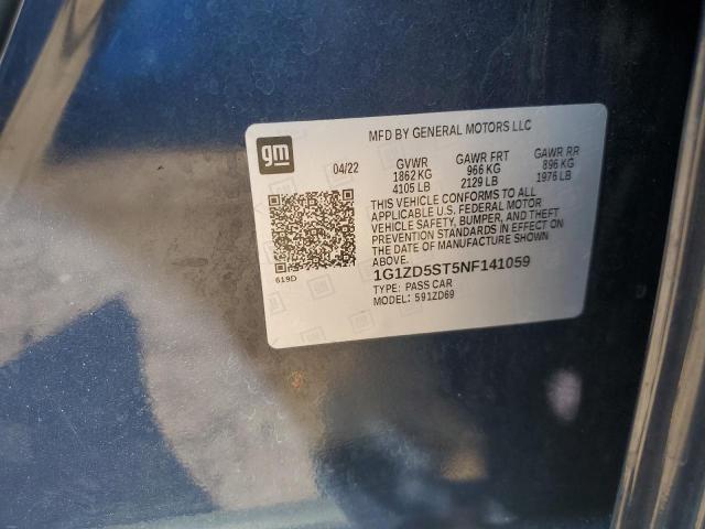 1G1ZD5ST5NF141059 - 2022 CHEVROLET MALIBU LT BLUE photo 12