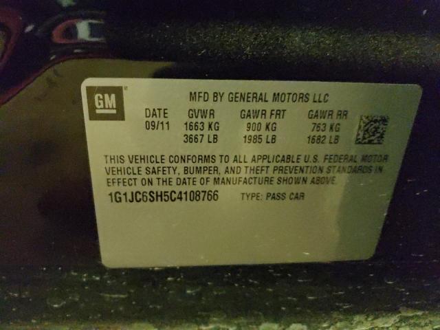 1G1JC6SH5C4108766 - 2012 CHEVROLET SONIC LT GRAY photo 12