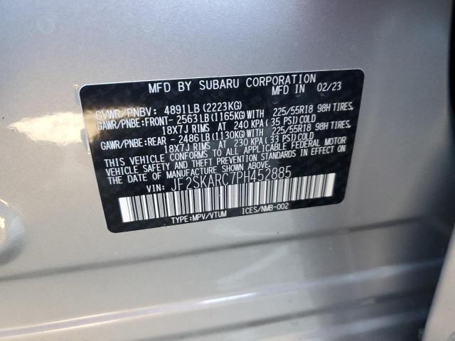 JF2SKARC7PH452885 - 2023 SUBARU FORESTER TOURING 银色 照片 13