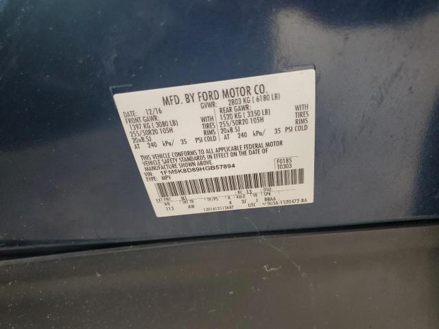 1FM5K8D89HGB57894 - 2017 FORD EXPLORER XLT Mavi foto 14