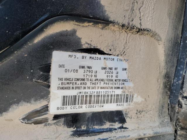 JM1BK32F881105171 - 2008 MAZDA 3 I BLACK photo 12