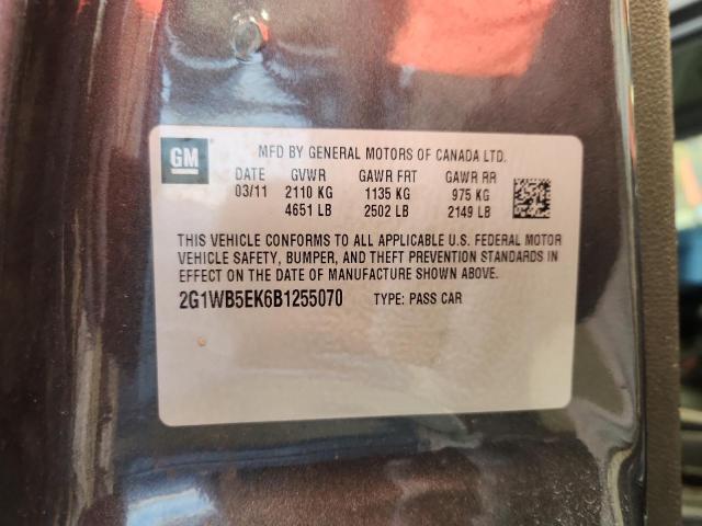 2G1WB5EK6B1255070 - 2011 CHEVROLET IMPALA LT CHARCOAL photo 12