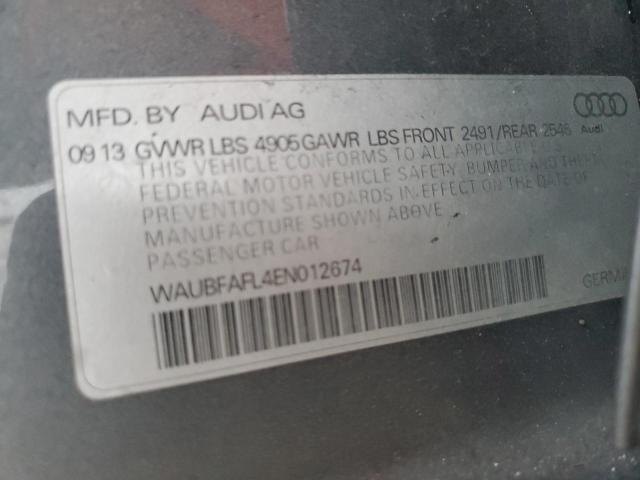 WAUBFAFL4EN012674 - 2014 AUDI A4 PREMIUM GRAY photo 12