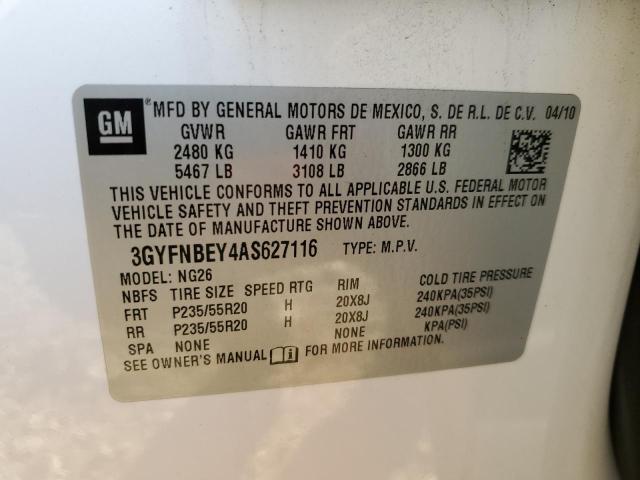 3GYFNBEY4AS627116 - 2010 CADILLAC SRX PERFORMANCE COLLECTION Ақ фото 13