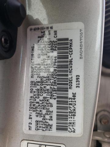 4T1BF30K52U017944 - 2002 TOYOTA CAMRY LE SILVER photo 12