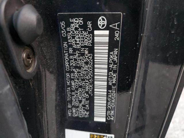 JTKDE167250052243 - 2005 TOYOTA SCION TC შავი ფოტო 12