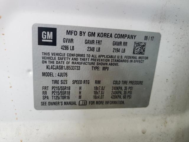 KL4CJASB1JB533733 - 2018 BUICK ENCORE PREFERRED WHITE photo 12