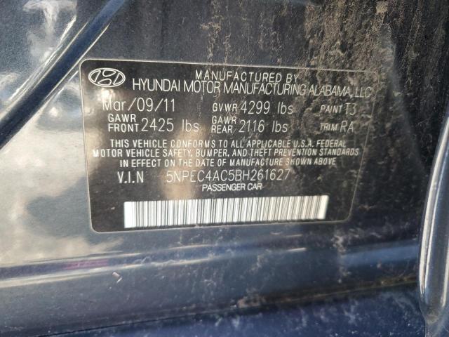 5NPEC4AC5BH261627 - 2011 HYUNDAI SONATA SE GRAY photo 12