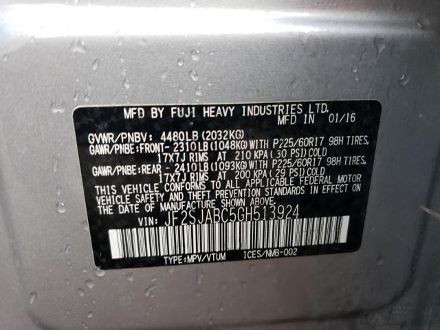 JF2SJABC5GH513924 - 2016 SUBARU FORESTER 2.5I SILVER photo 12