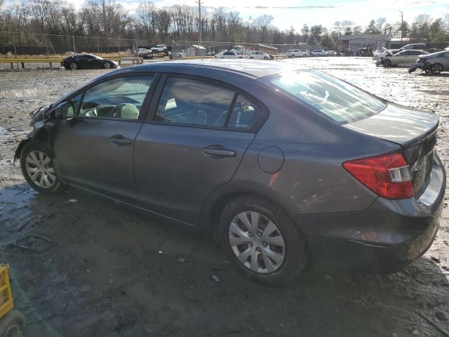 19XFB2F5XCE074783 - 2012 HONDA CIVIC LX GRAY photo 2