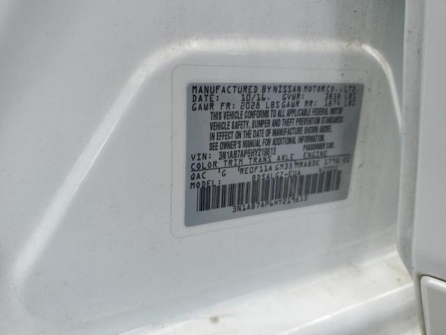 3N1AB7AP6HY219813 - 2017 NISSAN SENTRA S WHITE photo 12