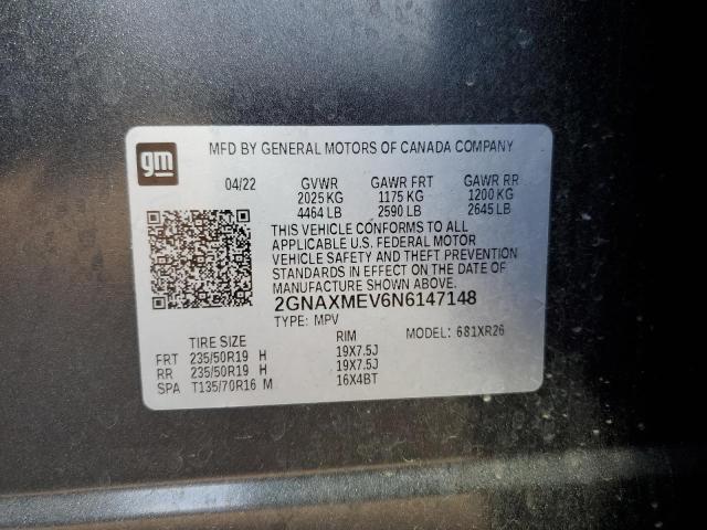 2GNAXMEV6N6147148 - 2022 CHEVROLET EQUINOX RS GRAY photo 13