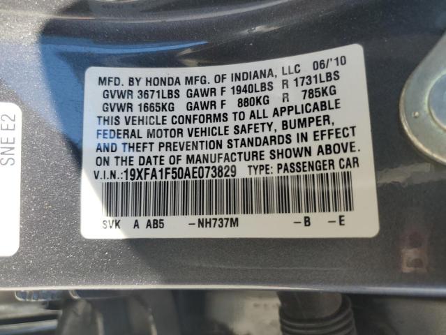 19XFA1F50AE073829 - 2010 HONDA CIVIC LX Grafit foto 12