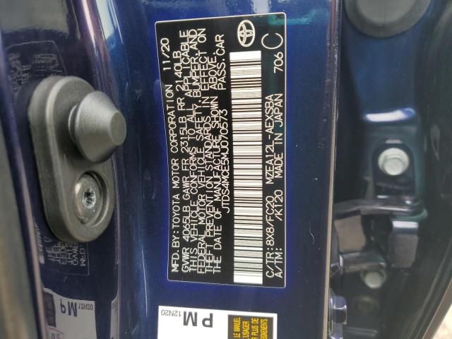 JTDS4MCE5MJ070573 - 2021 TOYOTA COROLLA SE ლურჯი ფოტო 12