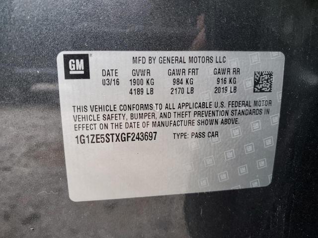 1G1ZE5STXGF243697 - 2016 CHEVROLET MALIBU LT GRAY photo 12