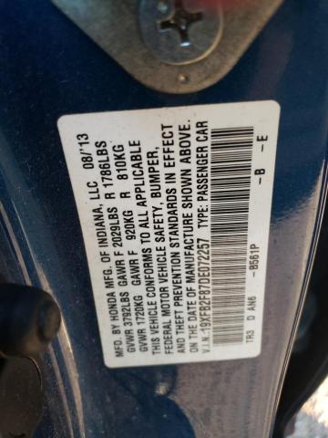 19XFB2F87DE072257 - 2013 HONDA CIVIC EX BLUE photo 12