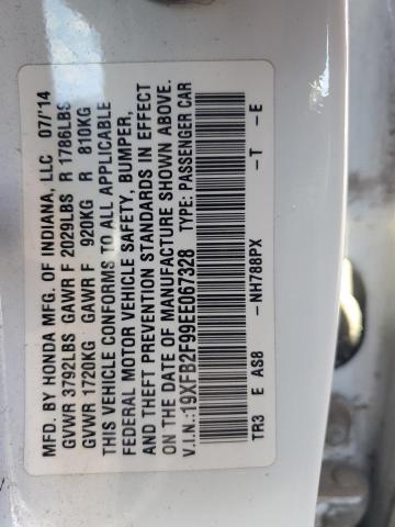 19XFB2F99EE067328 - 2014 HONDA CIVIC EXL თეთრი ფოტო 13