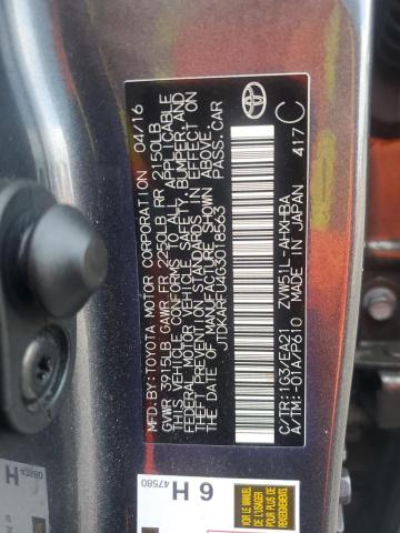 JTDKARFU4G3018563 - 2016 TOYOTA PRIUS 灰色 照片 12