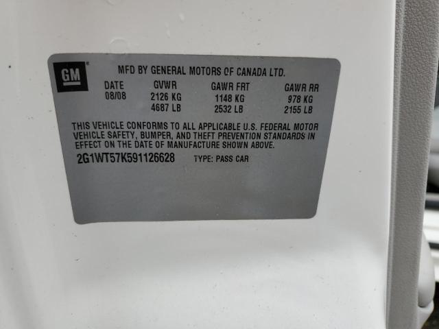 2G1WT57K591126628 - 2009 CHEVROLET IMPALA 1LT WHITE photo 12