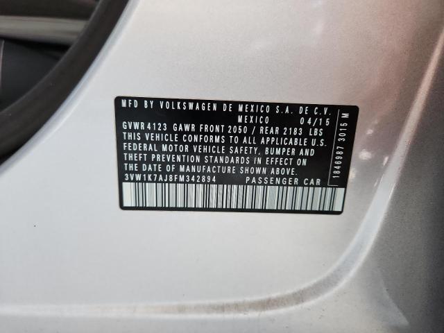 3VW1K7AJ8FM342894 - 2015 VOLKSWAGEN JETTA BASE SILVER photo 12