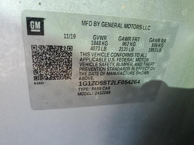 1G1ZD5ST2LF054264 - 2020 CHEVROLET MALIBU LT SILVER photo 12